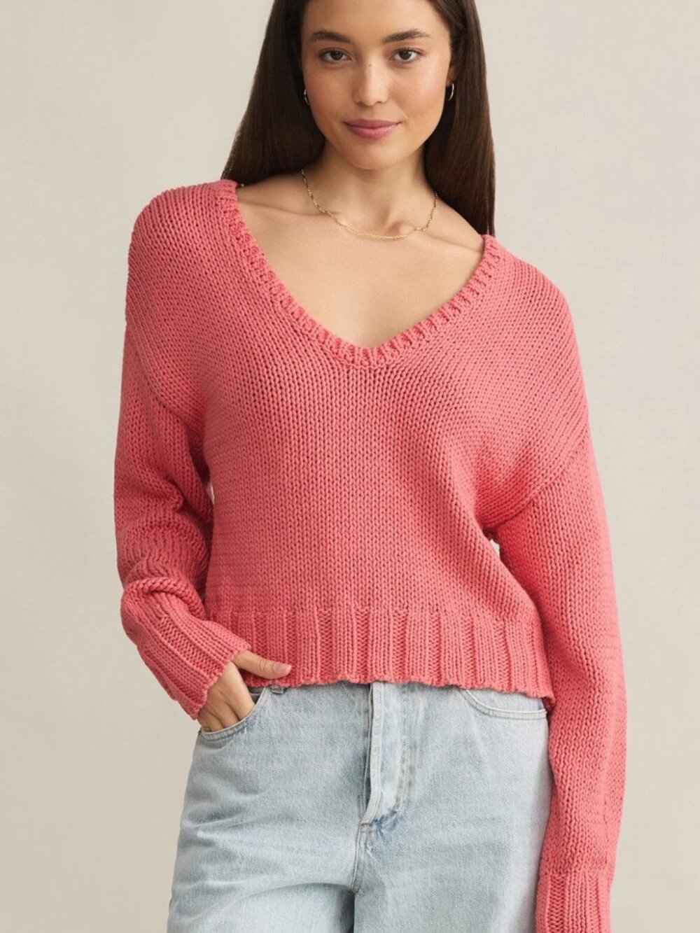 Z SUPPLY Vida Sweater Sunset Pink M Medium